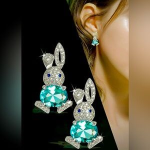 Crystal Bunny Rabbit Cubic Zirconia Earrings